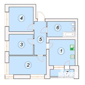 3-к квартира, строящийся дом, 78м2, 7/7 этаж