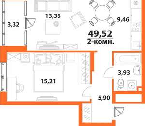 2-к квартира, вторичка, 50м2, 12/24 этаж