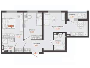 2-к квартира, вторичка, 60м2, 2/8 этаж