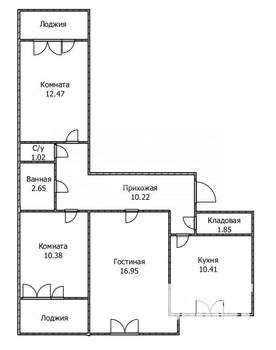 3-к квартира, вторичка, 66м2, 4/5 этаж