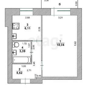 1-к квартира, вторичка, 35м2, 4/5 этаж