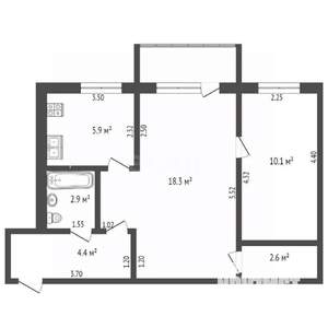 2-к квартира, вторичка, 46м2, 3/5 этаж