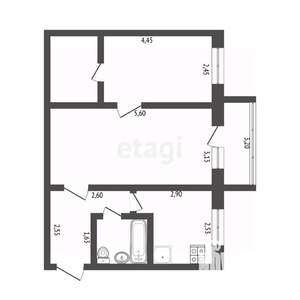 2-к квартира, вторичка, 45м2, 5/5 этаж