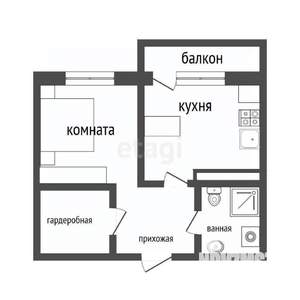 1-к квартира, вторичка, 42м2, 8/9 этаж
