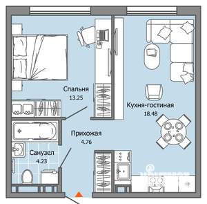 2-к квартира, вторичка, 41м2, 9/9 этаж