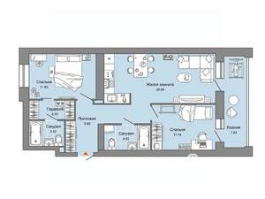 2-к квартира, строящийся дом, 69м2, 7/7 этаж