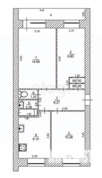 3-к квартира, вторичка, 55м2, 3/10 этаж