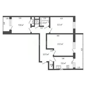 3-к квартира, вторичка, 65м2, 1/9 этаж