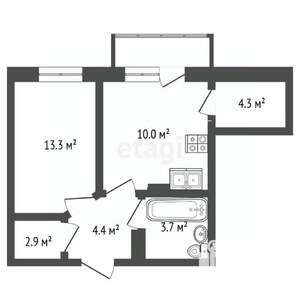 1-к квартира, вторичка, 41м2, 8/9 этаж