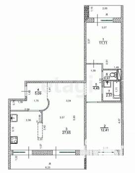 3-к квартира, вторичка, 64м2, 8/9 этаж