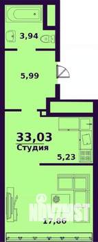 1-к квартира, строящийся дом, 33м2, 9/24 этаж