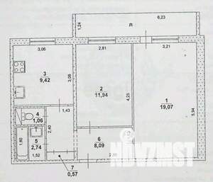 2-к квартира, вторичка, 53м2, 1/10 этаж