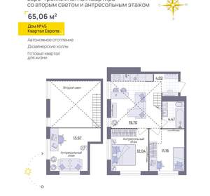 2-к квартира, вторичка, 65м2, 11/13 этаж