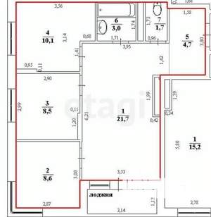 3-к квартира, вторичка, 58м2, 3/24 этаж