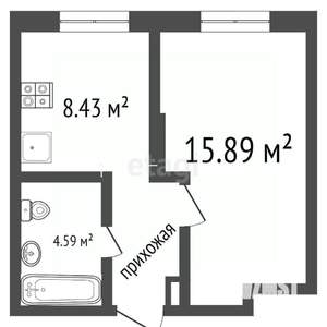 1-к квартира, вторичка, 30м2, 2/4 этаж