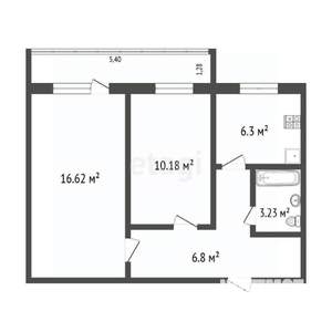 2-к квартира, вторичка, 43м2, 5/9 этаж