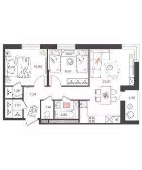 3-к квартира, вторичка, 55м2, 8/16 этаж
