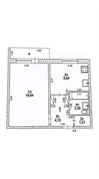 1-к квартира, вторичка, 37м2, 1/9 этаж