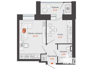 1-к квартира, вторичка, 33м2, 5/9 этаж