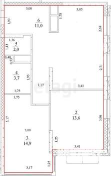 2-к квартира, вторичка, 63м2, 24/24 этаж