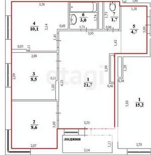 3-к квартира, вторичка, 58м2, 3/24 этаж