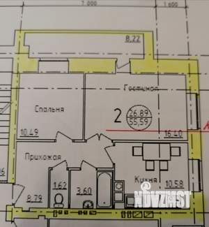 2-к квартира, вторичка, 56м2, 7/11 этаж