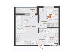 1-к квартира, вторичка, 35м2, 2/8 этаж