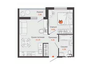 1-к квартира, вторичка, 35м2, 2/8 этаж