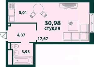 1-к квартира, вторичка, 31м2, 7/24 этаж