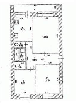 3-к квартира, вторичка, 59м2, 3/5 этаж