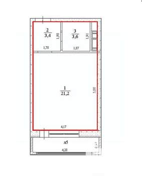 Студия квартира, вторичка, 28м2, 22/24 этаж