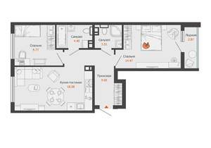 2-к квартира, вторичка, 62м2, 3/9 этаж