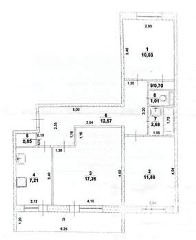 3-к квартира, вторичка, 65м2, 1/9 этаж