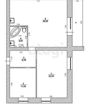 3-к квартира, вторичка, 87м2, 2/3 этаж