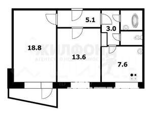 2-к квартира, вторичка, 52м2, 1/16 этаж