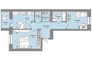 2-к квартира, вторичка, 61м2, 6/8 этаж