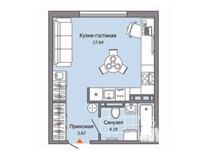 Студия квартира, строящийся дом, 26м2, 4/7 этаж