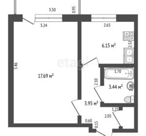 1-к квартира, вторичка, 35м2, 1/12 этаж