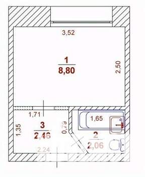 1-к квартира, вторичка, 13м2, 2/5 этаж