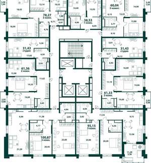 3-к квартира, вторичка, 60м2, 23/24 этаж