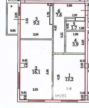 2-к квартира, вторичка, 52м2, 15/16 этаж