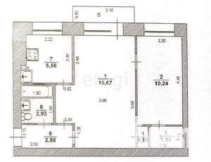 2-к квартира, вторичка, 43м2, 4/5 этаж