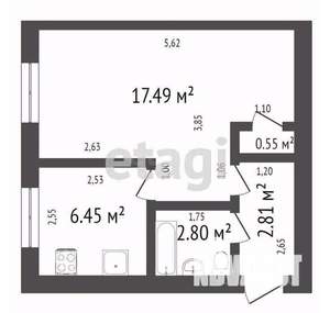 1-к квартира, вторичка, 30м2, 2/5 этаж