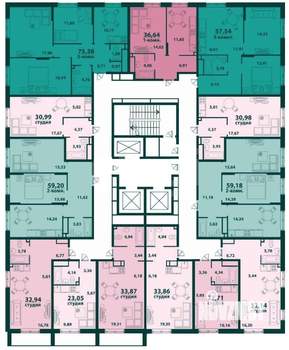 1-к квартира, строящийся дом, 37м2, 2/24 этаж
