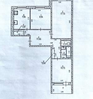 3-к квартира, вторичка, 62м2, 1/9 этаж