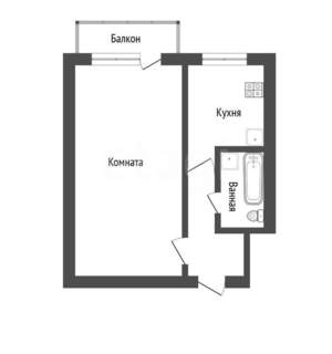 1-к квартира, вторичка, 29м2, 1/3 этаж