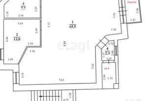 3-к квартира, вторичка, 89м2, 1/4 этаж