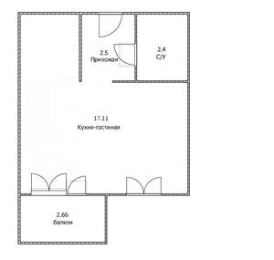 Студия квартира, вторичка, 21м2, -2/3 этаж