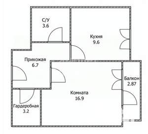 1-к квартира, вторичка, 41м2, 5/5 этаж
