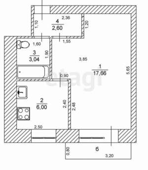 1-к квартира, вторичка, 29м2, 4/5 этаж